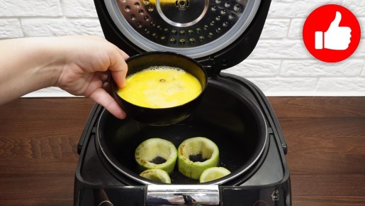 Вкусный завтрак: Яичница в кабачках в мультиварке