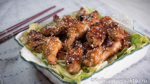 Запеченные куриные крылышки с медом и чесноком
